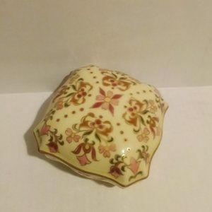 1970s Vintage Zsolnay Pecs Porcelain Hand Painted Floral Trinket Box